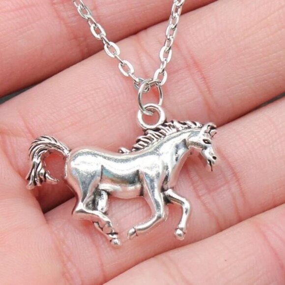 Sterling Silver Horse Necklace Earrings Set HorseBit, Snaffle, D Ring Charm - Picture 4 of 11